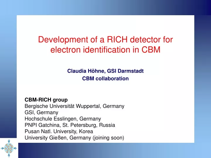 development of a rich detector for electron identification in cbm