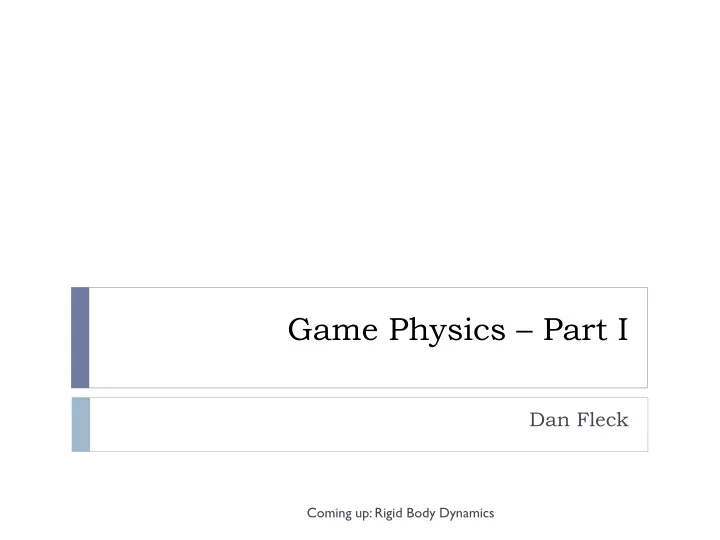 game physics part i