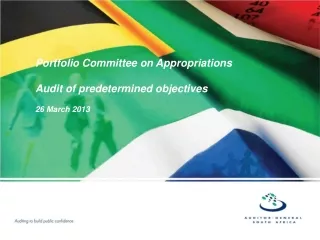 Portfolio Committee on Appropriations Audit of predetermined objectives 26 March 2013