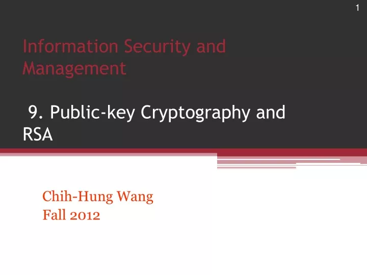 information security and management 9 public key cryptography and rsa