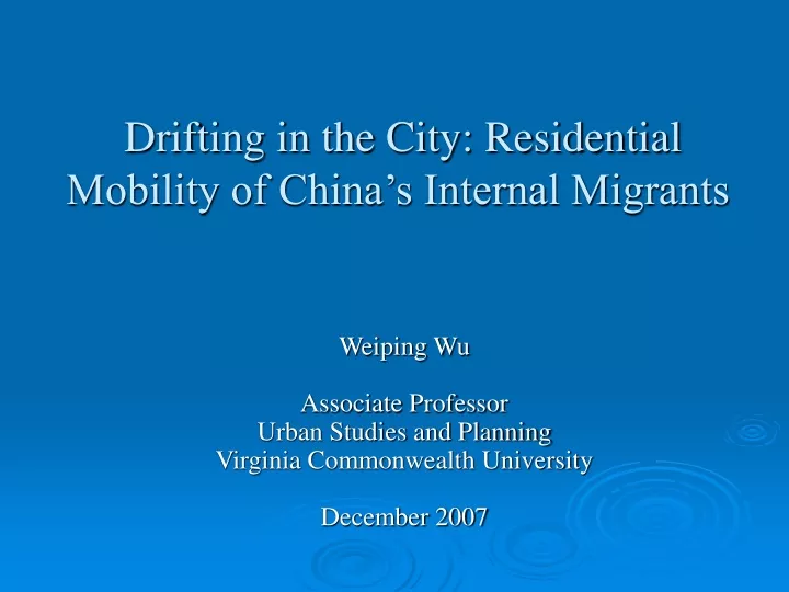 drifting in the city residential mobility of china s internal migrants