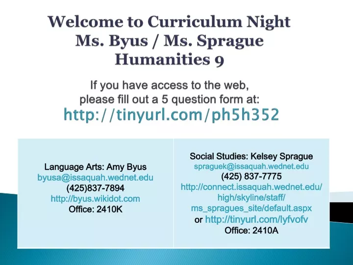welcome to curriculum night ms byus ms sprague