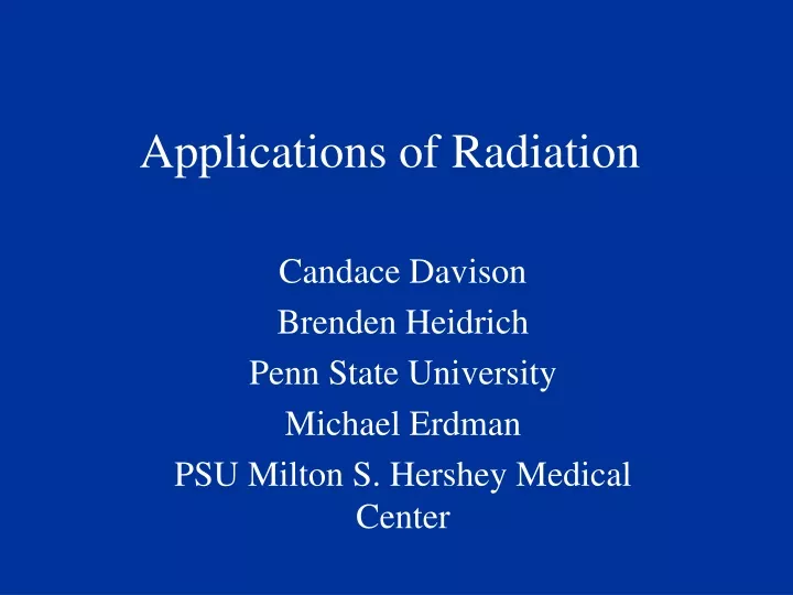 applications of radiation