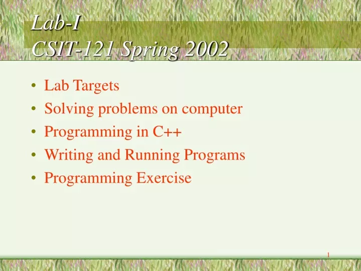 lab i csit 121 spring 2002