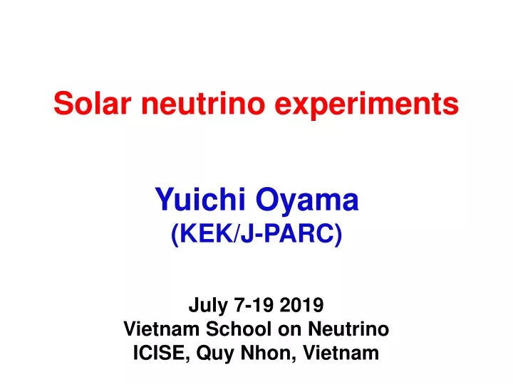 solar neutrino experiments