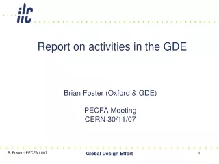 Report on activities in the GDE