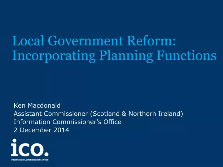 local government reform incorporating planning functions