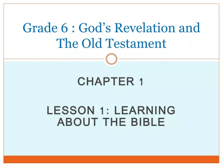 grade 6 god s revelation and the old testament