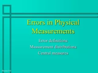 Errors in Physical Measurements