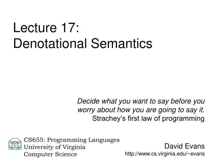 david evans http www cs virginia edu evans