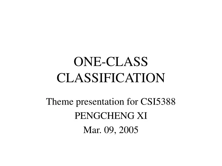 one class classification