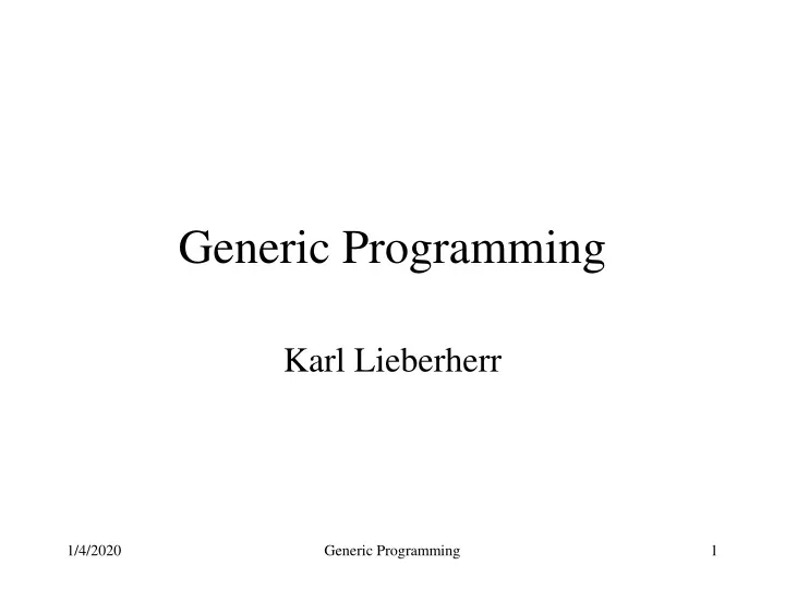 generic programming