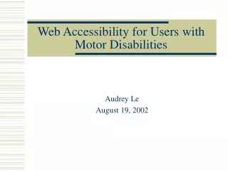 Web Accessibility for Users with Motor Disabilities
