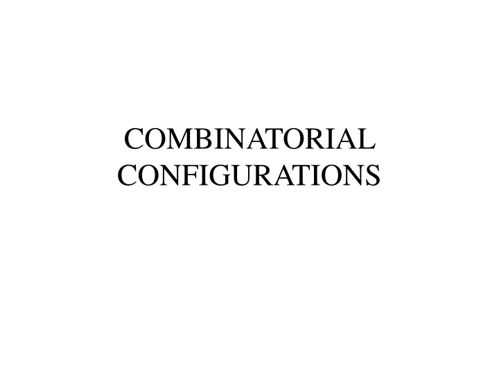 combinatorial configurations