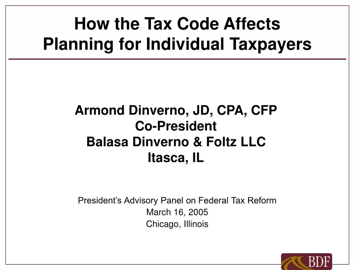 how the tax code affects planning for individual taxpayers