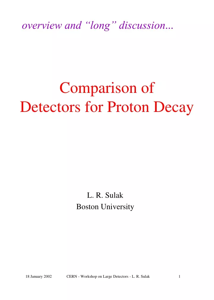 comparison of detectors for proton decay