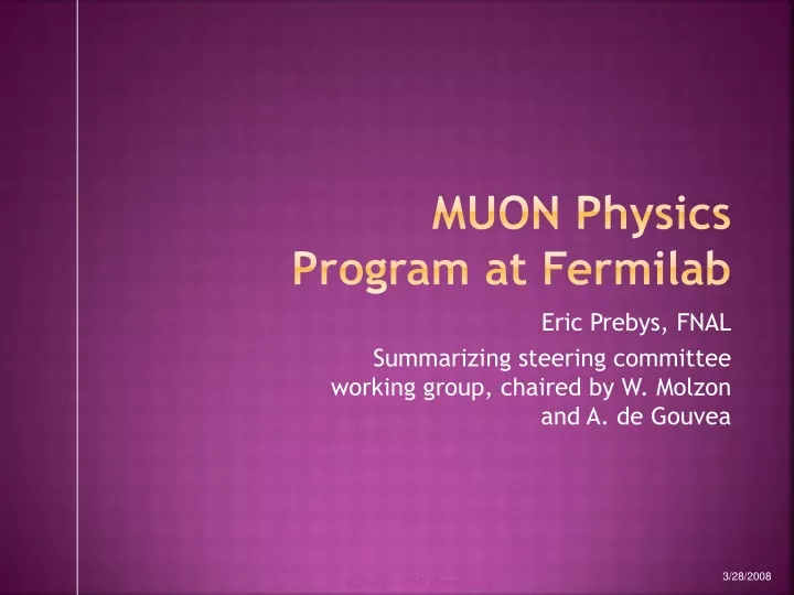 muon physics program at fermilab