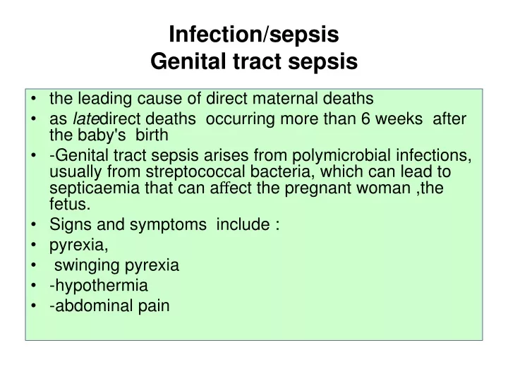 infection sepsis genital tract sepsis