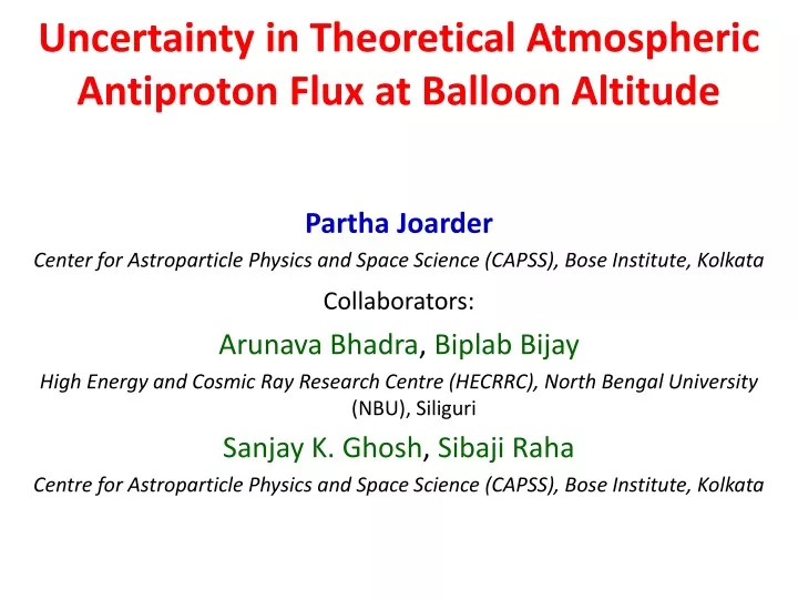 uncertainty in theoretical atmospheric antiproton flux at balloon altitude
