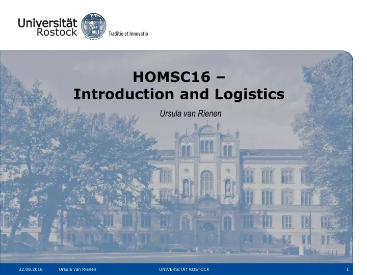 homsc16 introduction and logistics