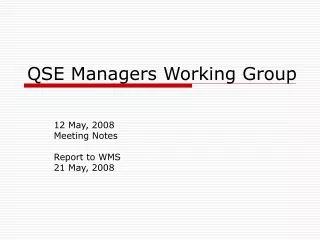 QSE Managers Working Group