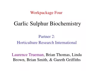 Garlic Sulphur Biochemistry