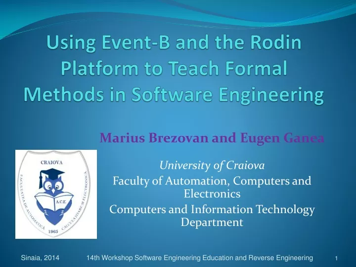 using event b and the rodin platform to teach formal methods in software engineering