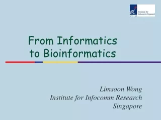 Limsoon Wong Institute for Infocomm Research Singapore