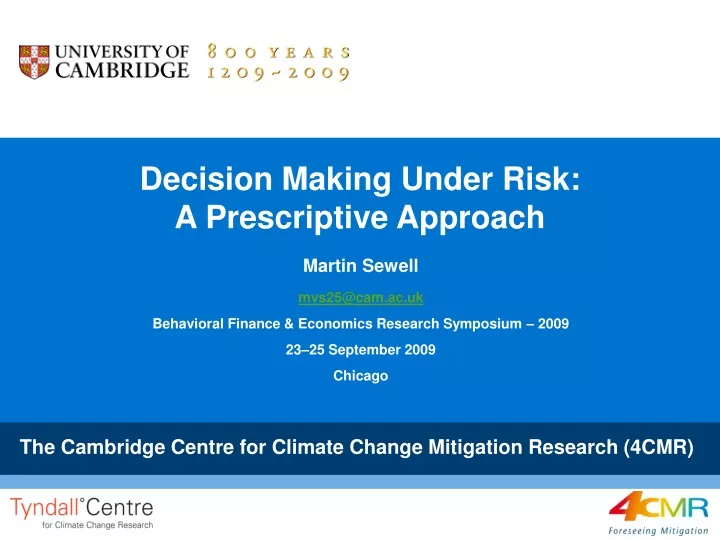 decision making under risk a prescriptive approach