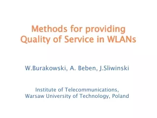 Methods for providing  Quality of Service in WLANs