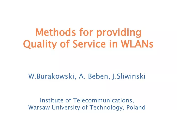 methods for providing quality of service in wlans