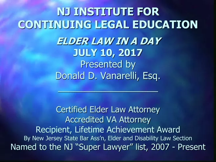 nj institute for continuing legal education elder