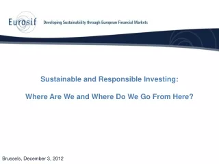 Sustainable and Responsible Investing: Where Are We and Where Do We Go From Here?