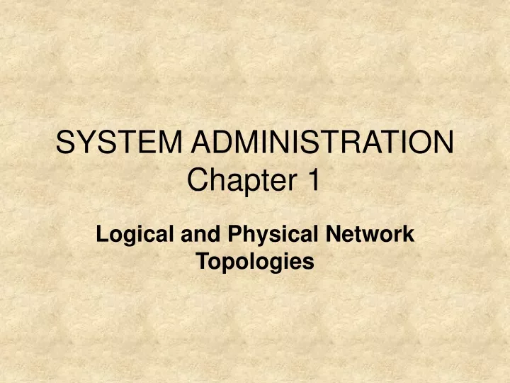 system administration chapter 1