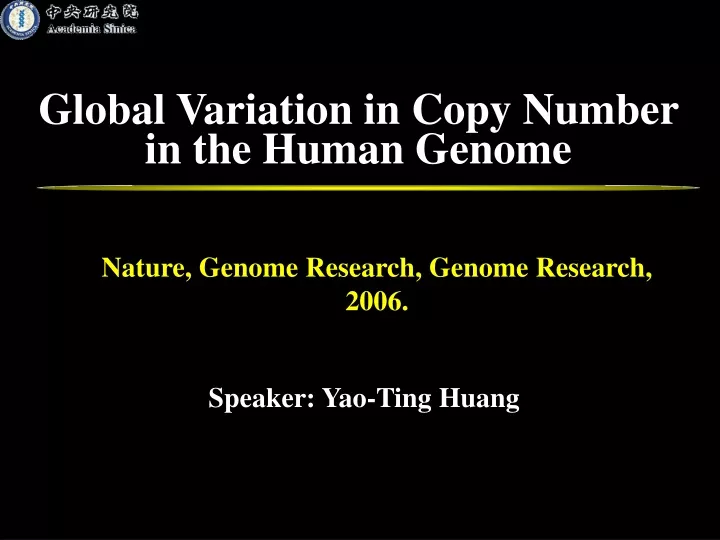 global variation in copy number in the human genome