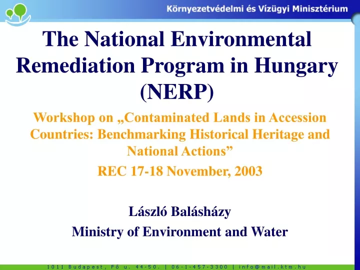 the national environmental remediation program in hungary n erp