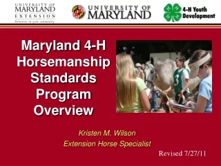 Maryland 4-H Horsemanship Standards Program  Overview