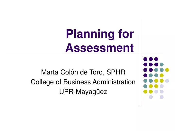 planning for assessment