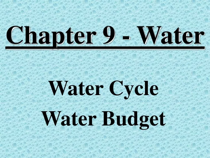 chapter 9 water
