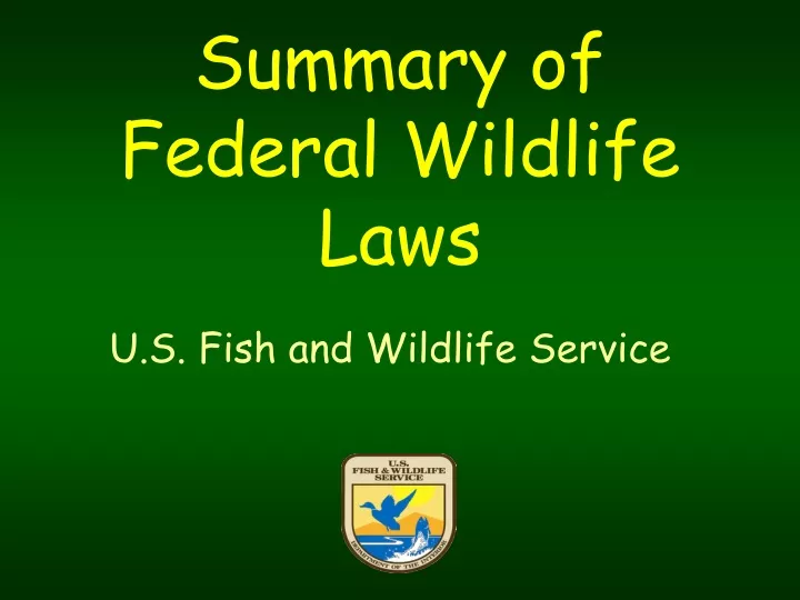 summary of federal wildlife laws