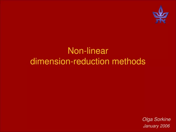 non linear dimension reduction methods