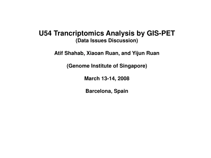 u54 trancriptomics analysis by gis pet data