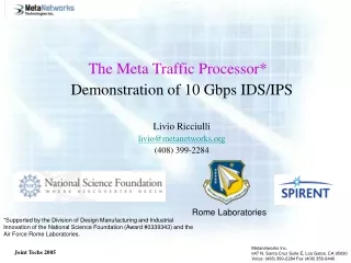 Demonstration of 10 Gbps IDS/IPS  Livio Ricciulli livio@metanetworks (408) 399-2284