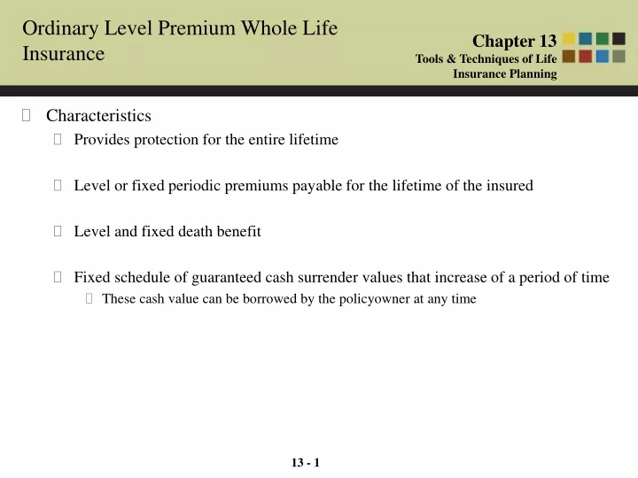 ordinary level premium whole life insurance
