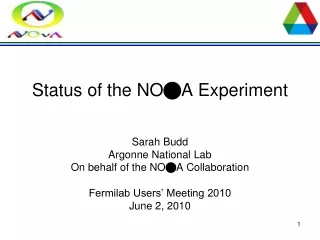 Status of the  NO n A  Experiment