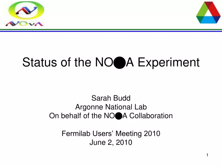 status of the no n a experiment
