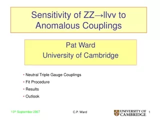 Sensitivity of ZZ ? ll ??  to Anomalous Couplings