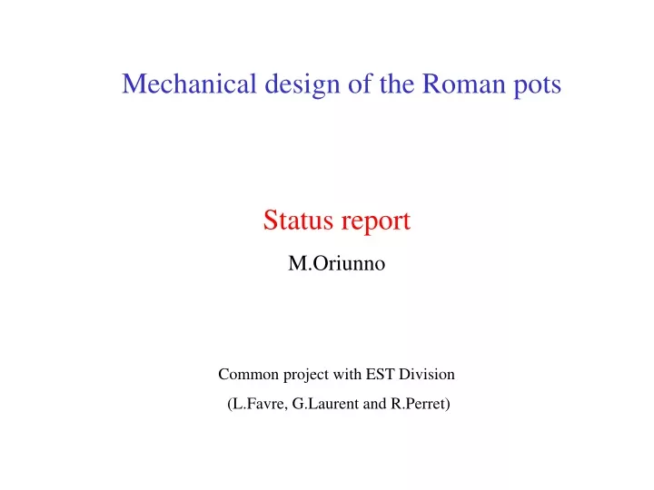 mechanical design of the roman pots