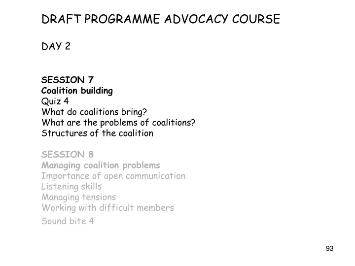 draft programme advocacy course day 2 session
