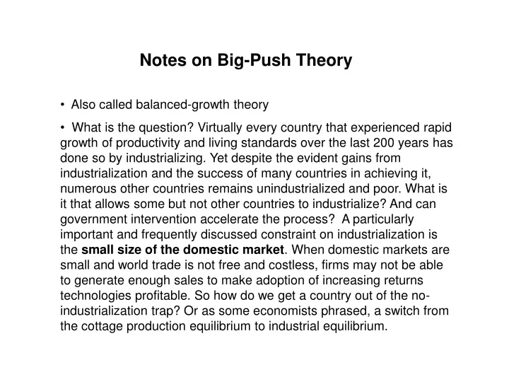 notes on big push theory